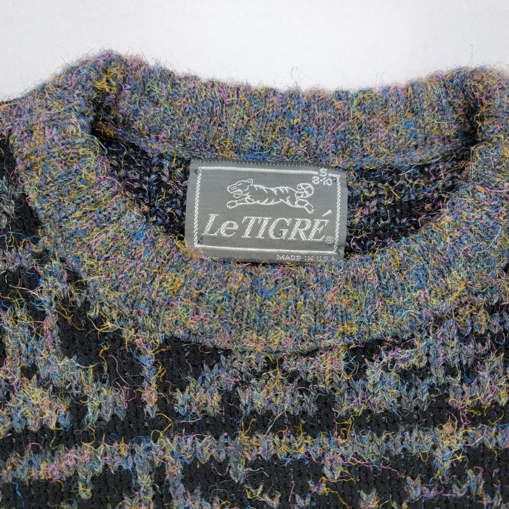 Vintage Le Tigre Youth Sweater Small 8–10 USA Made Abstract Knit Pullover